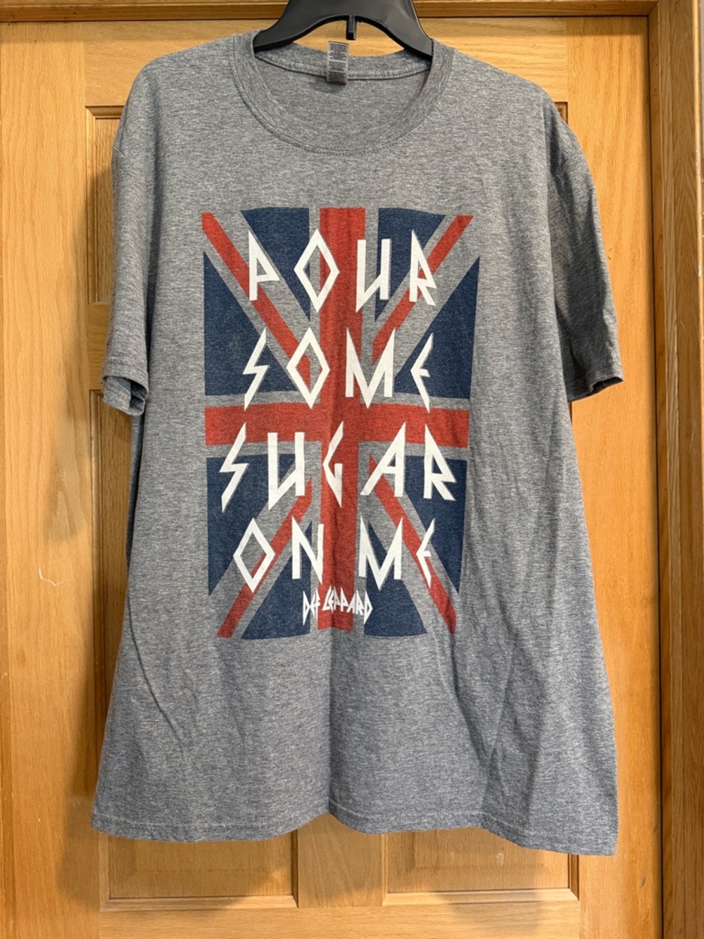 Gildan Grey Short Sleeve Tee with Red, Blue and White Union Jack Graphic